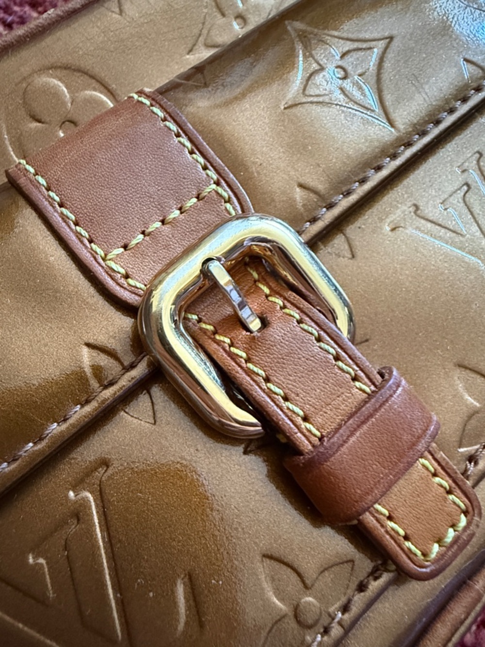 Vintage Louis Vuitton Brown Monogram Vernis Buckle Crossbody - Picture 4 of 14